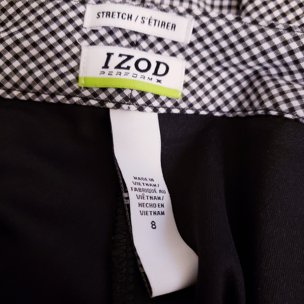 IZOD Skirt Women 8 Black Golf PerformX Black White Check Skort Stretch Active - Picture 2 of 9